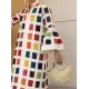 Original Flared Sleeves Split-Joint Multi-Colored Plaid Midi Dress Original Flared Sleeves Split-Joint Multi-Colored Plaid Midi Dress