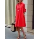 Simple Long Sleeves Solid Color Lapel Midi Dress Simple Long Sleeves Solid Color Lapel Midi Dress