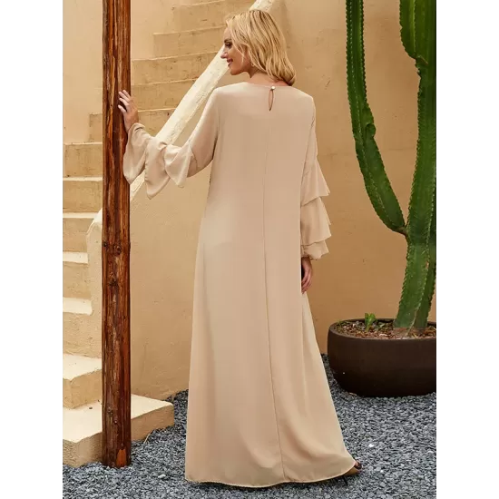Vintage Flared Sleeves Sequined Round-Neck Midi Dress Vintage Flared Sleeves Sequined Round-Neck Midi Dress