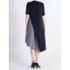 Loose Contrast Color Pleated Round-Neck Midi Dresses Loose Contrast Color Pleated Round-Neck Midi Dresses