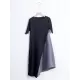 Loose Contrast Color Pleated Round-Neck Midi Dresses Loose Contrast Color Pleated Round-Neck Midi Dresses