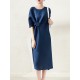 Stylish Irregularity Loose Pleated Solid Color Round-Neck Midi Dresses Stylish Irregularity Loose Pleated Solid Color Round-Neck Midi Dresses