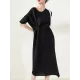Stylish Irregularity Loose Pleated Solid Color Round-Neck Midi Dresses Stylish Irregularity Loose Pleated Solid Color Round-Neck Midi Dresses