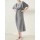 Stylish Irregularity Loose Pleated Solid Color Round-Neck Midi Dresses Stylish Irregularity Loose Pleated Solid Color Round-Neck Midi Dresses