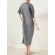 Stylish Irregularity Loose Pleated Solid Color Round-Neck Midi Dresses Stylish Irregularity Loose Pleated Solid Color Round-Neck Midi Dresses