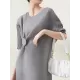 Stylish Irregularity Loose Pleated Solid Color Round-Neck Midi Dresses Stylish Irregularity Loose Pleated Solid Color Round-Neck Midi Dresses