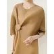 Stylish Irregularity Loose Pleated Solid Color Round-Neck Midi Dresses Stylish Irregularity Loose Pleated Solid Color Round-Neck Midi Dresses