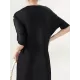 Stylish Irregularity Loose Pleated Solid Color Round-Neck Midi Dresses Stylish Irregularity Loose Pleated Solid Color Round-Neck Midi Dresses