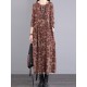 Casual Long Sleeves Loose Floral Printed Round-Neck Midi Dresses Casual Long Sleeves Loose Floral Printed Round-Neck Midi Dresses