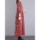 Casual Long Sleeves Loose Floral Printed Round-Neck Midi Dresses Casual Long Sleeves Loose Floral Printed Round-Neck Midi Dresses