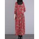 Casual Long Sleeves Loose Floral Printed Round-Neck Midi Dresses Casual Long Sleeves Loose Floral Printed Round-Neck Midi Dresses