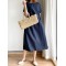 Casual Loose Solid Color Round-Neck Midi Dresses