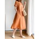 Casual Loose Solid Color Round-Neck Midi Dresses Casual Loose Solid Color Round-Neck Midi Dresses