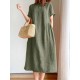 Casual Loose Solid Color Round-Neck Midi Dresses Casual Loose Solid Color Round-Neck Midi Dresses