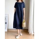Casual Loose Solid Color Round-Neck Midi Dresses Casual Loose Solid Color Round-Neck Midi Dresses
