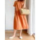 Casual Loose Solid Color Round-Neck Midi Dresses Casual Loose Solid Color Round-Neck Midi Dresses