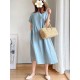 Casual Loose Solid Color Round-Neck Midi Dresses Casual Loose Solid Color Round-Neck Midi Dresses
