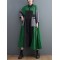 Vintage Loose Long Sleeves Contrast Color Polo Midi Dresses