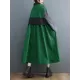 Vintage Loose Long Sleeves Contrast Color Polo Midi Dresses Vintage Loose Long Sleeves Contrast Color Polo Midi Dresses