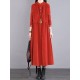 Vintage Corduroy Long Sleeves A-Line Embroidered Solid Round-Neck Midi Dresses Vintage Corduroy Long Sleeves A-Line Embroidered Solid Round-Neck Midi Dresses