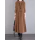 Vintage Corduroy Long Sleeves A-Line Embroidered Solid Round-Neck Midi Dresses Vintage Corduroy Long Sleeves A-Line Embroidered Solid Round-Neck Midi Dresses