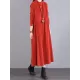 Vintage Corduroy Long Sleeves A-Line Embroidered Solid Round-Neck Midi Dresses Vintage Corduroy Long Sleeves A-Line Embroidered Solid Round-Neck Midi Dresses
