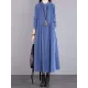 Vintage Corduroy Long Sleeves A-Line Embroidered Solid Round-Neck Midi Dresses Vintage Corduroy Long Sleeves A-Line Embroidered Solid Round-Neck Midi Dresses