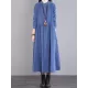 Vintage Corduroy Long Sleeves A-Line Embroidered Solid Round-Neck Midi Dresses Vintage Corduroy Long Sleeves A-Line Embroidered Solid Round-Neck Midi Dresses