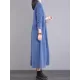 Vintage Corduroy Long Sleeves A-Line Embroidered Solid Round-Neck Midi Dresses Vintage Corduroy Long Sleeves A-Line Embroidered Solid Round-Neck Midi Dresses