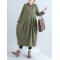Casual Loose Plus Size Solid Color Hooded Midi Dresses