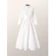 Stylish A-Line Long Sleeves Pleated Solid Color Lapel Midi Dresses Stylish A-Line Long Sleeves Pleated Solid Color Lapel Midi Dresses
