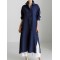 Simple Long Sleeves Split-Side Solid Color Lapel Midi Dresses Shirt Dress