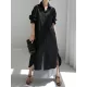 Simple Long Sleeves Split-Side Solid Color Lapel Midi Dresses Shirt Dress Simple Long Sleeves Split-Side Solid Color Lapel Midi Dresses Shirt Dress