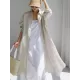 Simple Long Sleeves Split-Side Solid Color Lapel Midi Dresses Shirt Dress Simple Long Sleeves Split-Side Solid Color Lapel Midi Dresses Shirt Dress