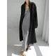 Simple Long Sleeves Split-Side Solid Color Lapel Midi Dresses Shirt Dress Simple Long Sleeves Split-Side Solid Color Lapel Midi Dresses Shirt Dress