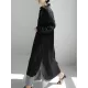 Simple Long Sleeves Split-Side Solid Color Lapel Midi Dresses Shirt Dress Simple Long Sleeves Split-Side Solid Color Lapel Midi Dresses Shirt Dress