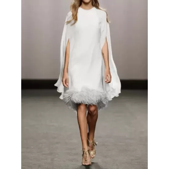 Elegant Feather Panel Dress Long Evening Dress Elegant Feather Panel Dress Long Evening Dress