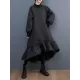 Casual Long Sleeves A-Line Rhombic Falbala High-Neck Midi Dresses Casual Long Sleeves A-Line Rhombic Falbala High-Neck Midi Dresses