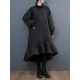 Casual Long Sleeves A-Line Rhombic Falbala High-Neck Midi Dresses Casual Long Sleeves A-Line Rhombic Falbala High-Neck Midi Dresses