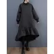 Casual Long Sleeves A-Line Rhombic Falbala High-Neck Midi Dresses Casual Long Sleeves A-Line Rhombic Falbala High-Neck Midi Dresses