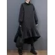 Casual Long Sleeves A-Line Rhombic Falbala High-Neck Midi Dresses Casual Long Sleeves A-Line Rhombic Falbala High-Neck Midi Dresses