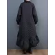 Casual Long Sleeves A-Line Rhombic Falbala High-Neck Midi Dresses Casual Long Sleeves A-Line Rhombic Falbala High-Neck Midi Dresses