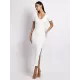 Simple Short Sleeves Skinny Solid Color V-Neck Midi Dresses Simple Short Sleeves Skinny Solid Color V-Neck Midi Dresses
