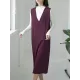 Casual A-Line Sleeveless Solid Color V-Neck Midi Dresses Casual A-Line Sleeveless Solid Color V-Neck Midi Dresses