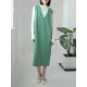 Casual A-Line Sleeveless Solid Color V-Neck Midi Dresses Casual A-Line Sleeveless Solid Color V-Neck Midi Dresses