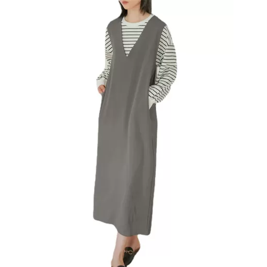Casual A-Line Sleeveless Solid Color V-Neck Midi Dresses Casual A-Line Sleeveless Solid Color V-Neck Midi Dresses