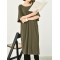 Casual Batwing Half Sleeves Solid Color Round-Neck Midi Dresses