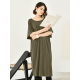 Casual Batwing Half Sleeves Solid Color Round-Neck Midi Dresses Casual Batwing Half Sleeves Solid Color Round-Neck Midi Dresses