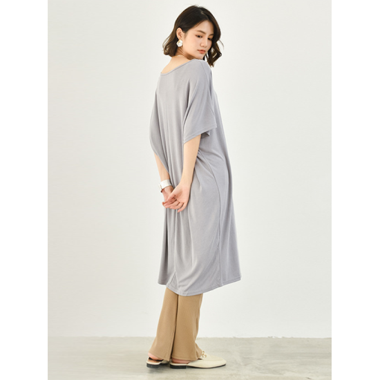 Casual Batwing Half Sleeves Solid Color Round-Neck Midi Dresses Casual Batwing Half Sleeves Solid Color Round-Neck Midi Dresses