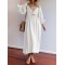 Original A-Line Loose Hollow Solid Color V-Neck Midi Dresses